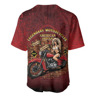 Native American Rider Baseball Jersey Legendary Motorcycle Vintage Pin Up Girl - Wonder Print Shop