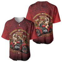 Native American Rider Baseball Jersey Legendary Motorcycle Vintage Pin Up Girl - Wonder Print Shop