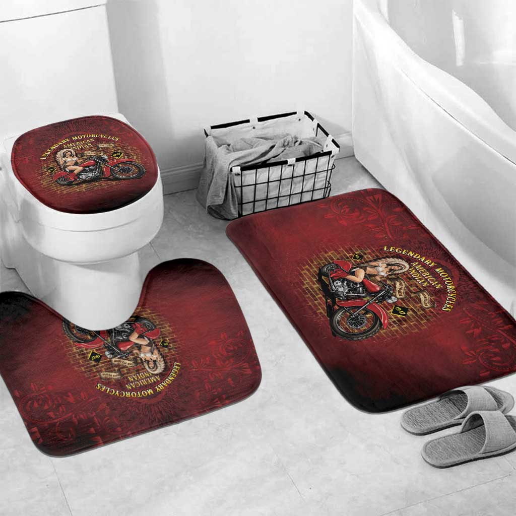 Native American Rider Bathroom Set Legendary Motorcycle Vintage Pin Up Girl - Wonder Print Shop