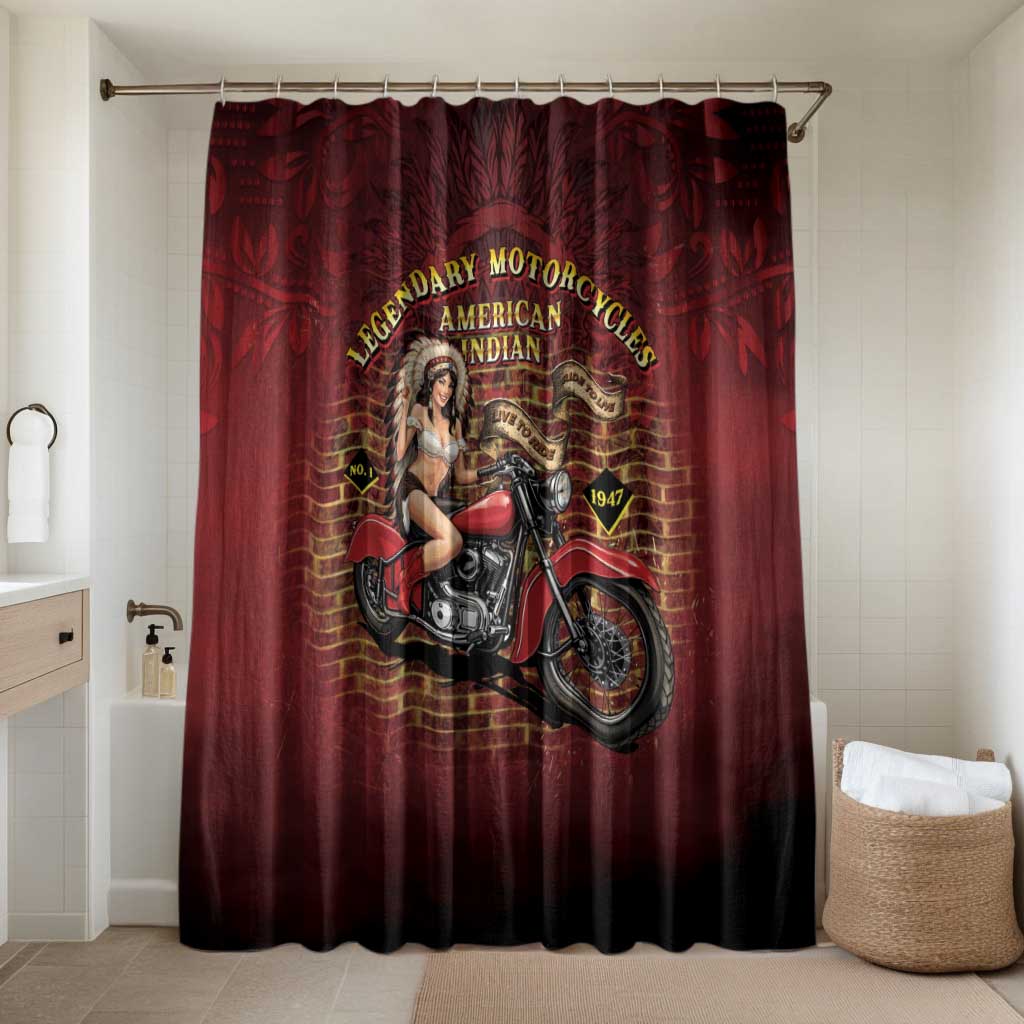 Native American Rider Bathroom Set Legendary Motorcycle Vintage Pin Up Girl - Wonder Print Shop