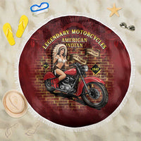 Native American Rider Beach Blanket Legendary Motorcycle Vintage Pin Up Girl - Wonder Print Shop