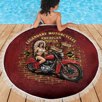 Native American Rider Beach Blanket Legendary Motorcycle Vintage Pin Up Girl - Wonder Print Shop