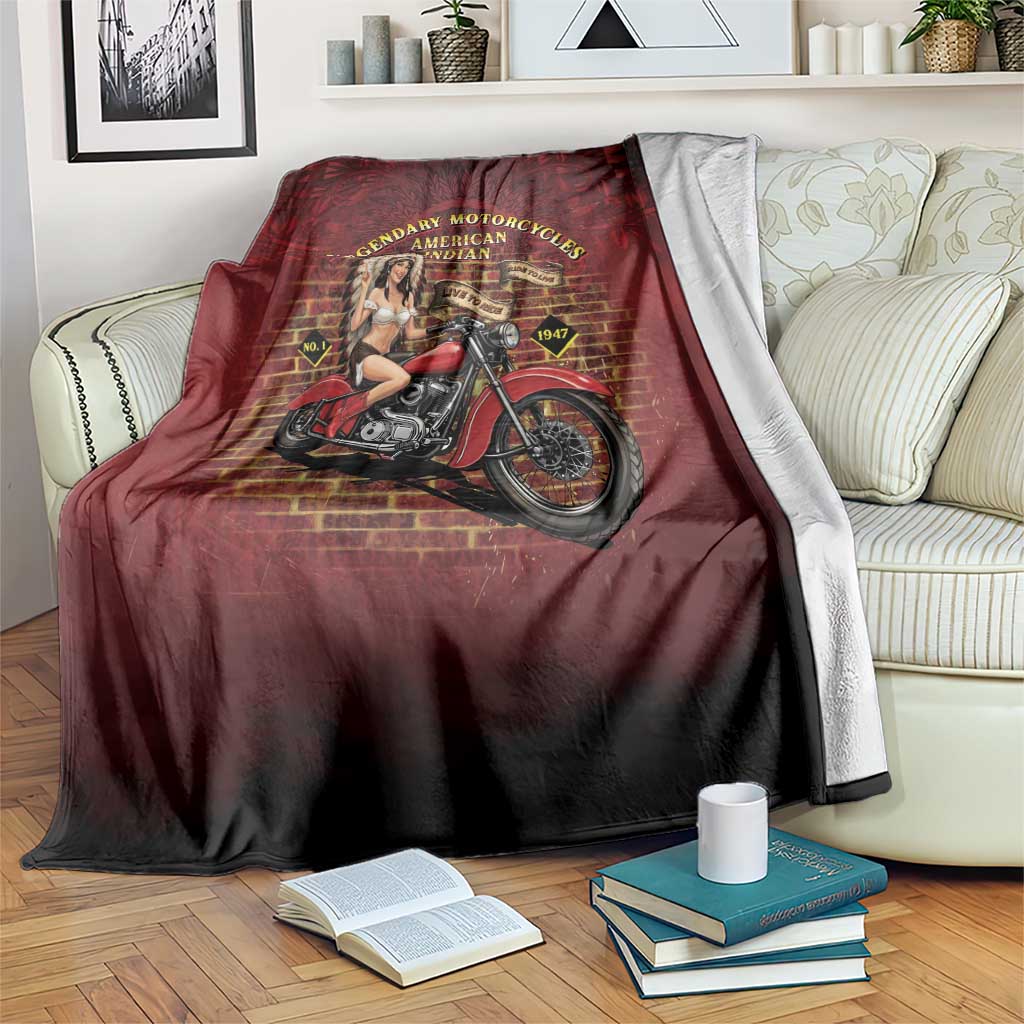 Native American Rider Blanket Legendary Motorcycle Vintage Pin Up Girl - Wonder Print Shop