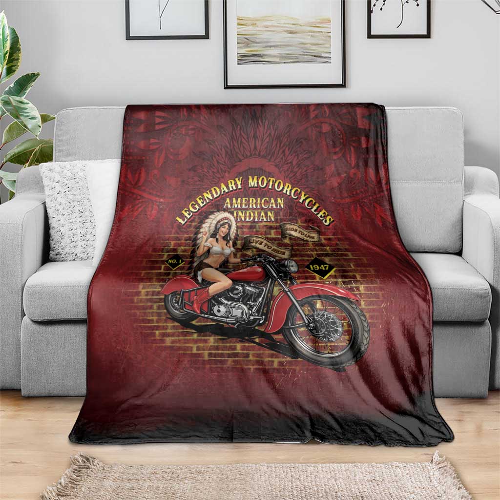Native American Rider Blanket Legendary Motorcycle Vintage Pin Up Girl - Wonder Print Shop