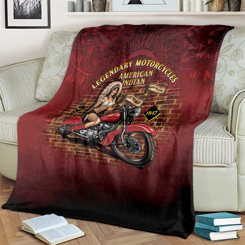 Native American Rider Blanket Legendary Motorcycle Vintage Pin Up Girl - Wonder Print Shop
