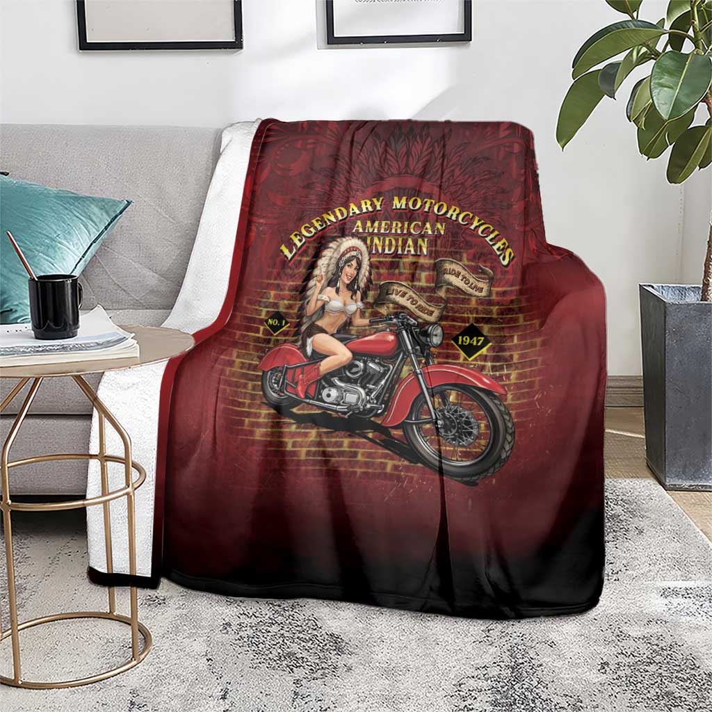 Native American Rider Blanket Legendary Motorcycle Vintage Pin Up Girl - Wonder Print Shop