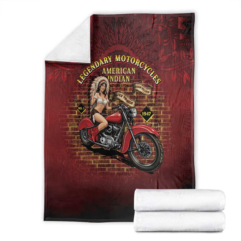 Native American Rider Blanket Legendary Motorcycle Vintage Pin Up Girl - Wonder Print Shop