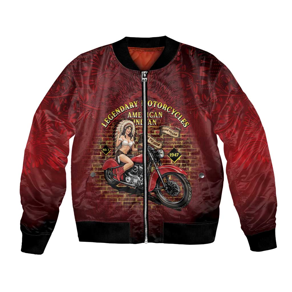 Native American Rider Bomber Jacket Legendary Motorcycle Vintage Pin Up Girl - Wonder Print Shop