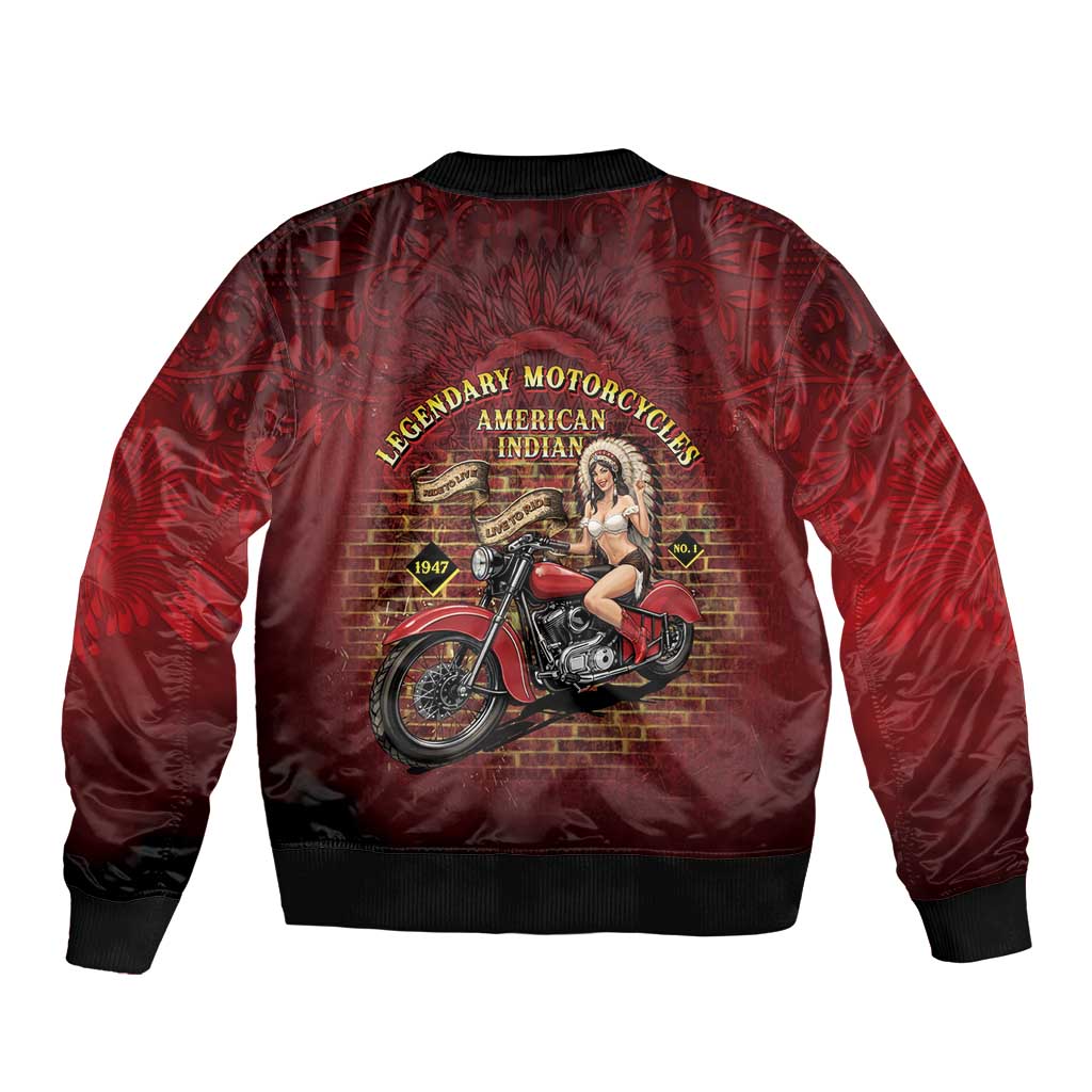 Native American Rider Bomber Jacket Legendary Motorcycle Vintage Pin Up Girl - Wonder Print Shop