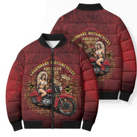 Native American Rider Bomber Puffer Jacket Legendary Motorcycle Vintage Pin Up Girl - Wonder Print Shop