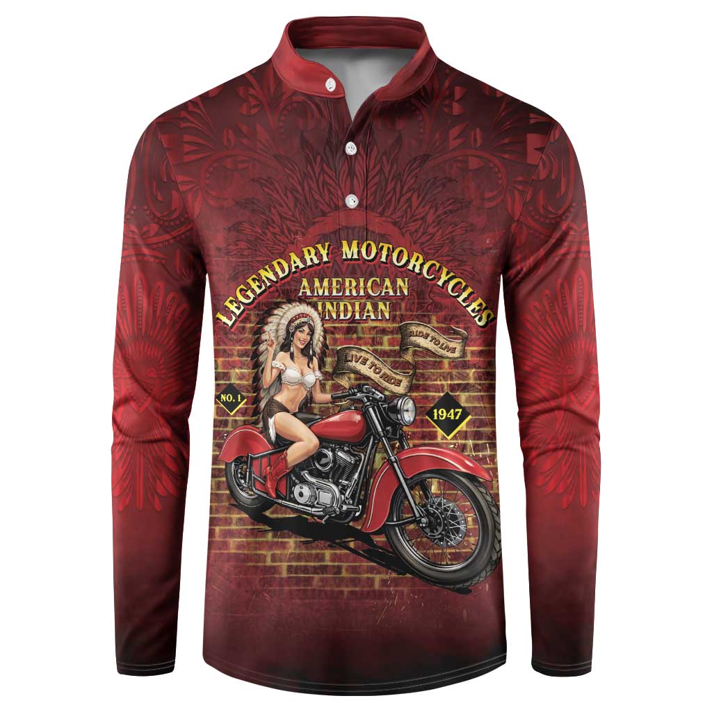Native American Rider Button Sweatshirt Legendary Motorcycle Vintage Pin Up Girl - Wonder Print Shop
