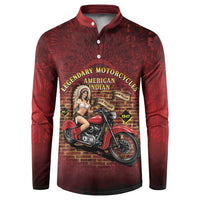 Native American Rider Button Sweatshirt Legendary Motorcycle Vintage Pin Up Girl - Wonder Print Shop