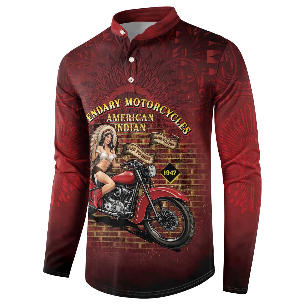 Native American Rider Button Sweatshirt Legendary Motorcycle Vintage Pin Up Girl - Wonder Print Shop