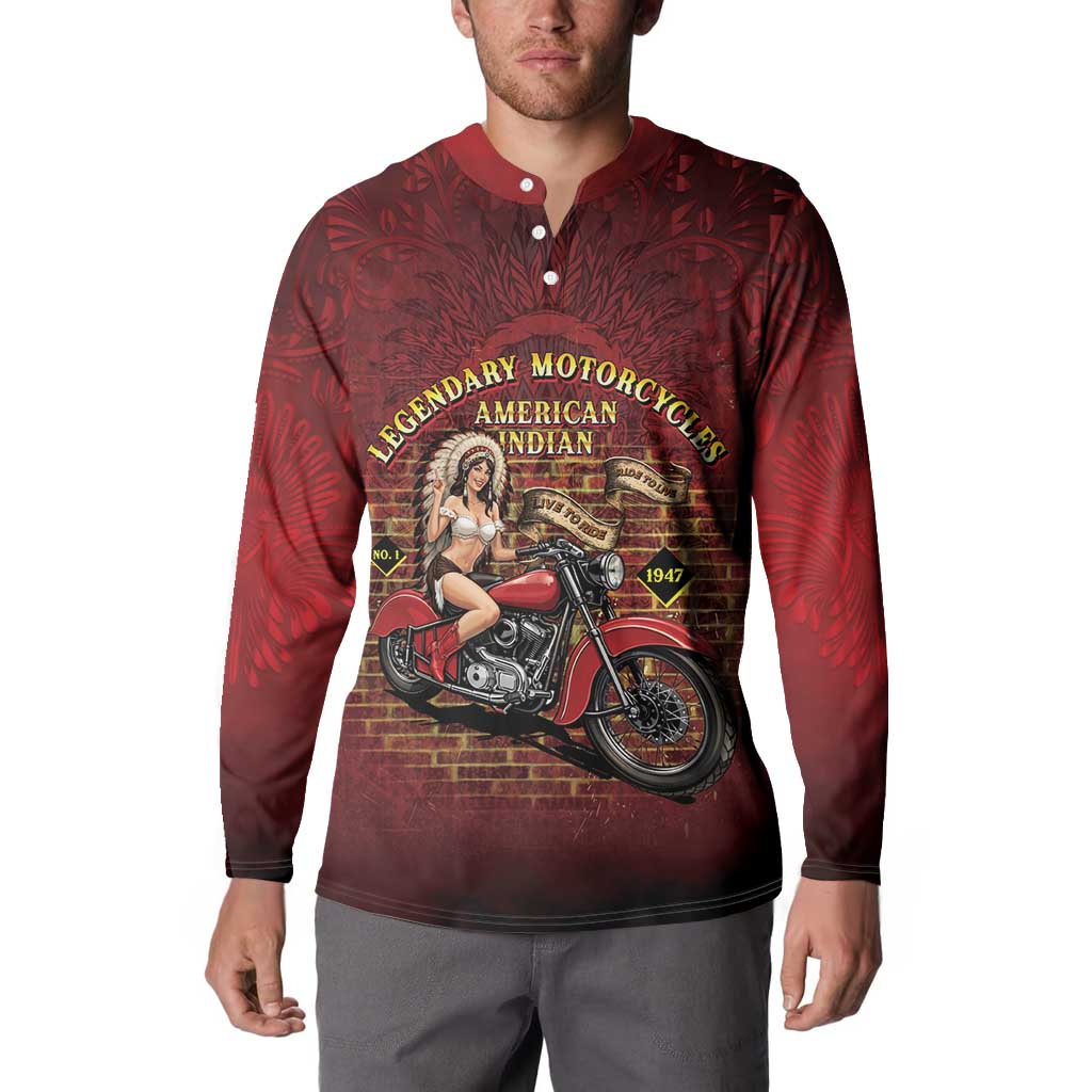 Native American Rider Button Sweatshirt Legendary Motorcycle Vintage Pin Up Girl - Wonder Print Shop
