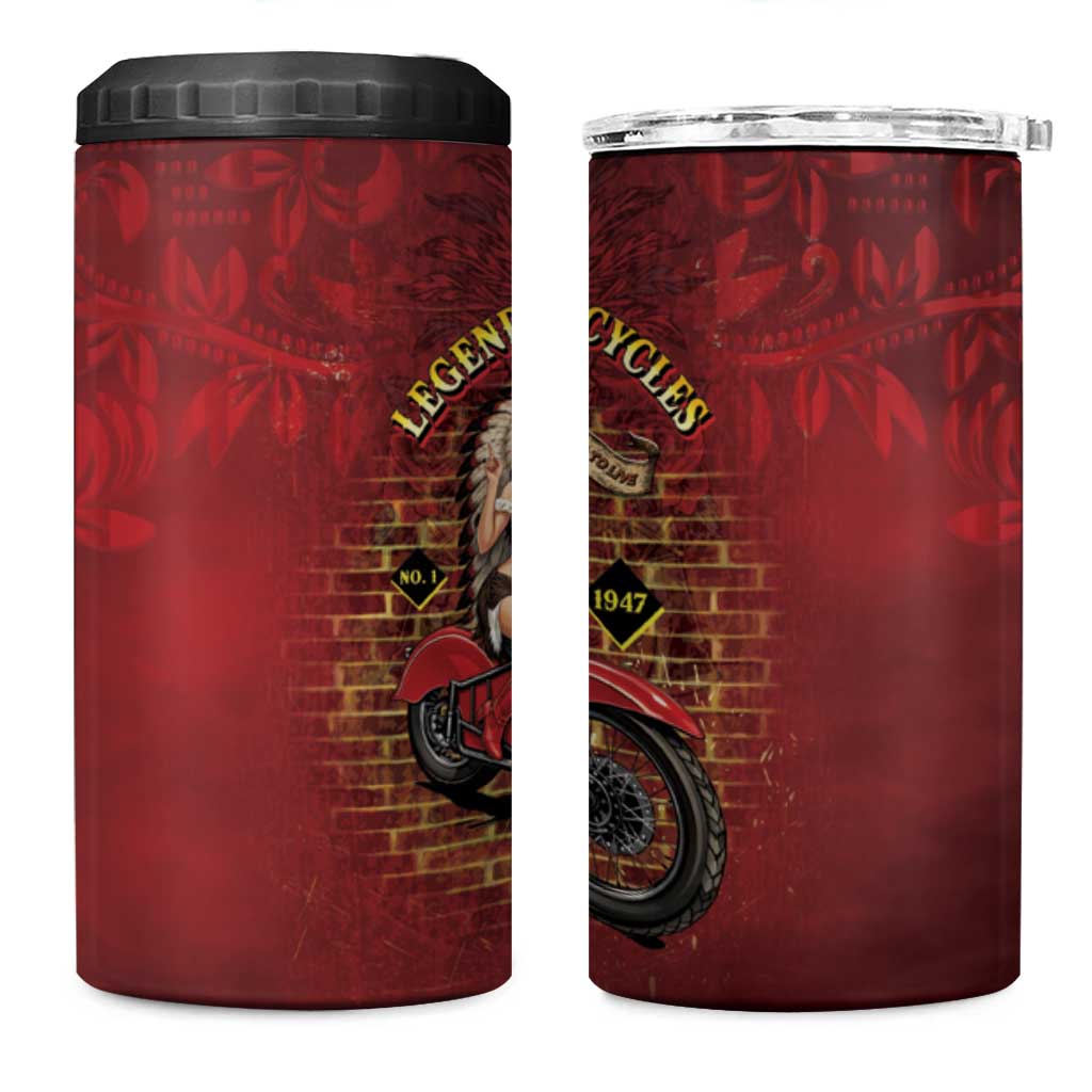 Native American Rider 4 in 1 Can Cooler Tumbler Legendary Motorcycle Vintage Pin Up Girl - Wonder Print Shop