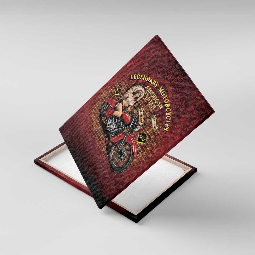 Native American Rider Canvas Wall Art Legendary Motorcycle Vintage Pin Up Girl - Wonder Print Shop