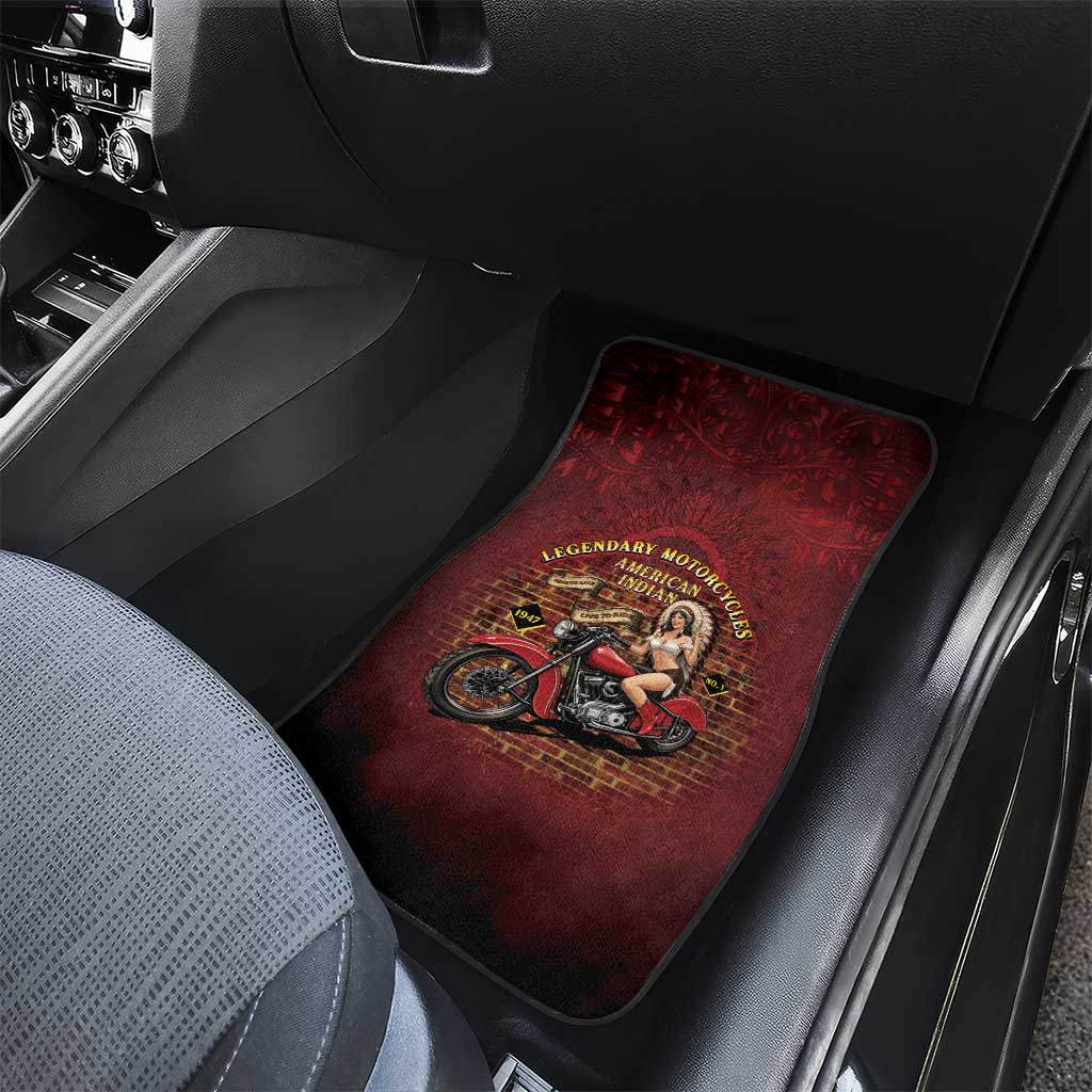 Native American Rider Car Mats Legendary Motorcycle Vintage Pin Up Girl - Wonder Print Shop