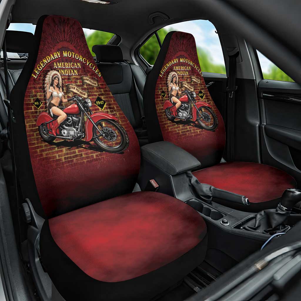 Native American Rider Car Seat Cover Legendary Motorcycle Vintage Pin Up Girl - Wonder Print Shop
