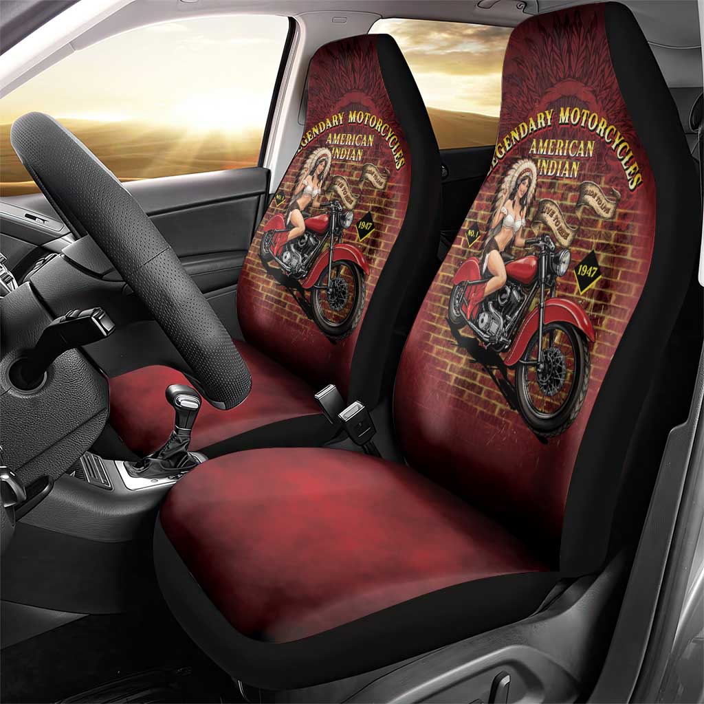 Native American Rider Car Seat Cover Legendary Motorcycle Vintage Pin Up Girl - Wonder Print Shop