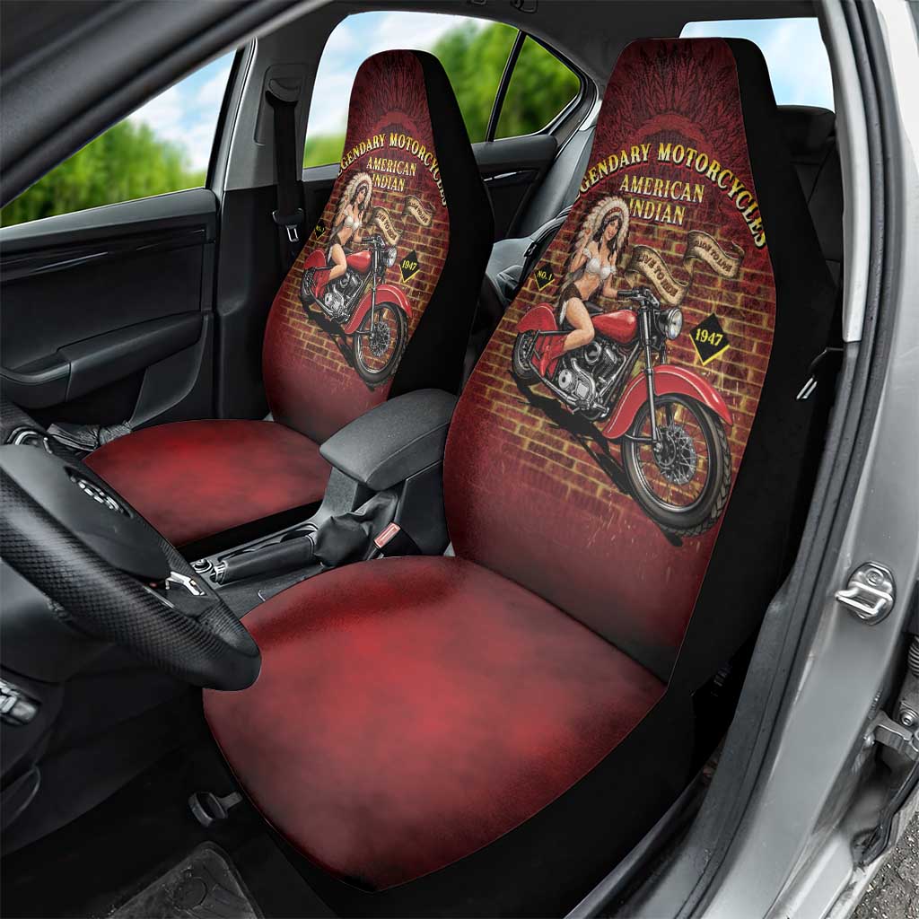Native American Rider Car Seat Cover Legendary Motorcycle Vintage Pin Up Girl - Wonder Print Shop