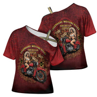 Native American Rider Cross Shoulder Shirt Legendary Motorcycle Vintage Pin Up Girl - Wonder Print Shop