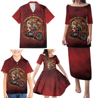 Native American Rider Family Matching Puletasi and Hawaiian Shirt Legendary Motorcycle Vintage Pin Up Girl - Wonder Print Shop