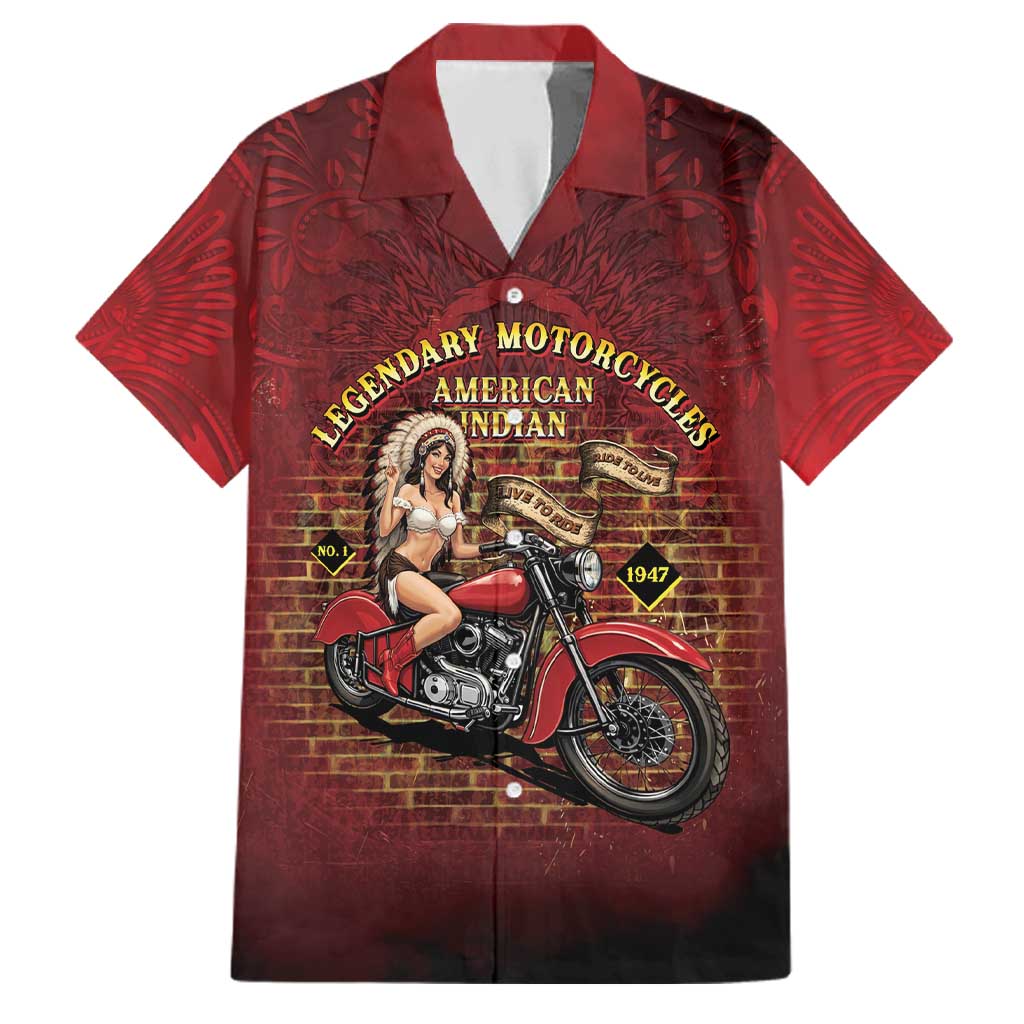 Native American Rider Family Matching Puletasi and Hawaiian Shirt Legendary Motorcycle Vintage Pin Up Girl - Wonder Print Shop