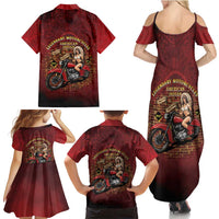 Native American Rider Family Matching Summer Maxi Dress and Hawaiian Shirt Legendary Motorcycle Vintage Pin Up Girl - Wonder Print Shop