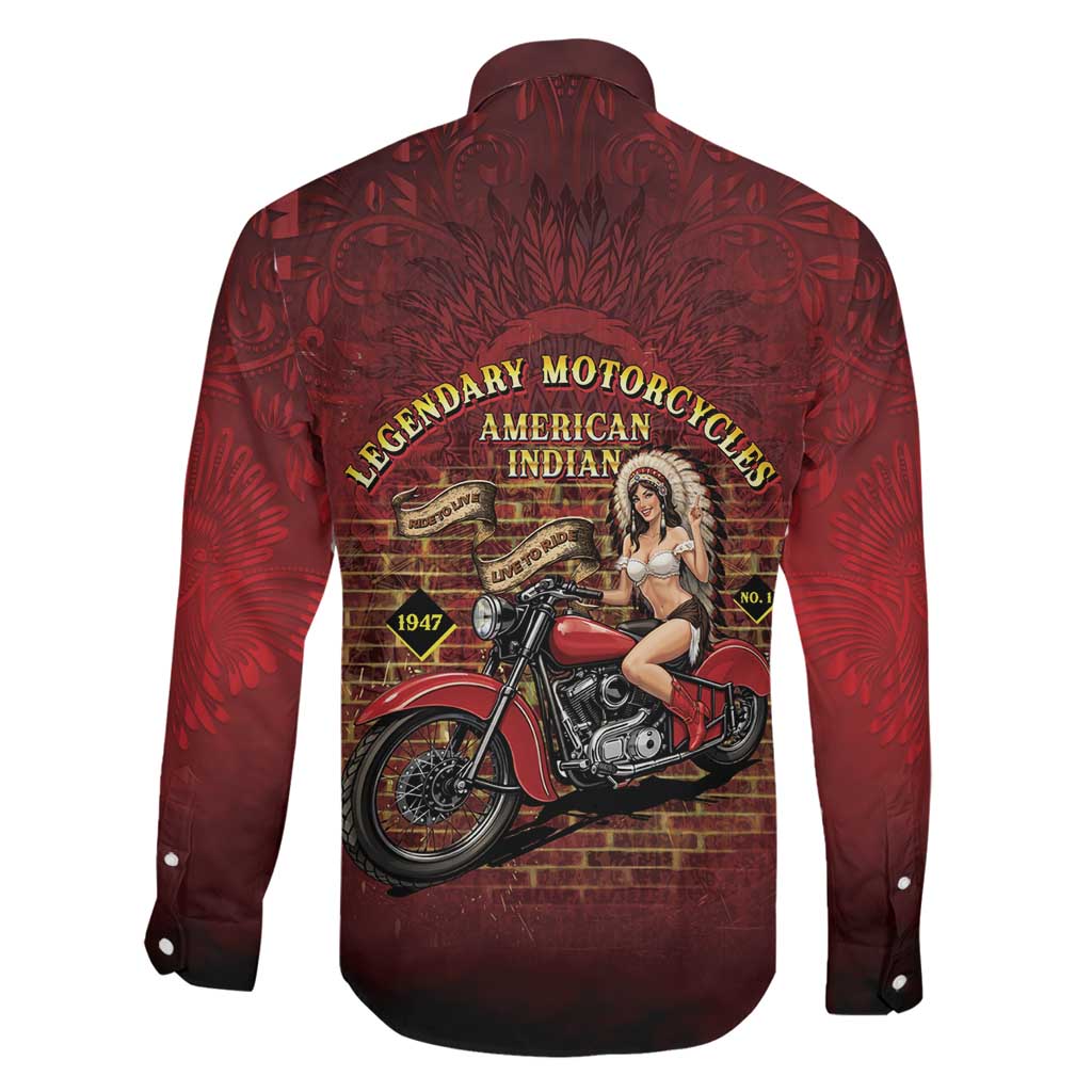 Native American Rider Family Matching Summer Maxi Dress and Hawaiian Shirt Legendary Motorcycle Vintage Pin Up Girl - Wonder Print Shop