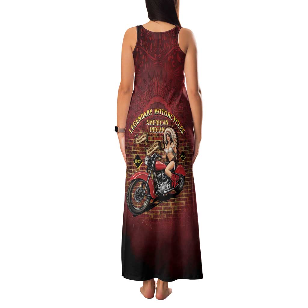 Native American Rider Family Matching Tank Maxi Dress and Hawaiian Shirt Legendary Motorcycle Vintage Pin Up Girl - Wonder Print Shop