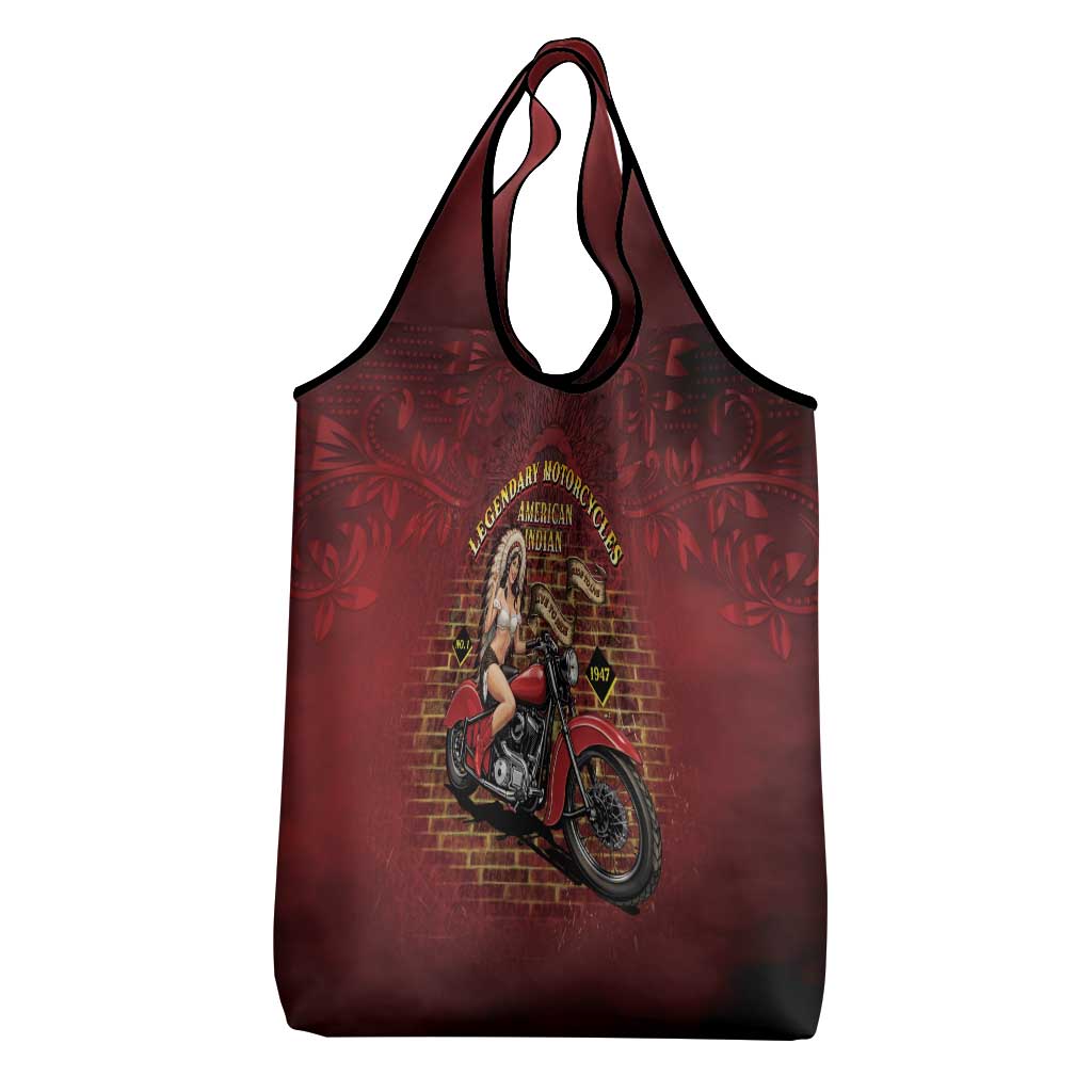 Native American Rider Grocery Bag Legendary Motorcycle Vintage Pin Up Girl - Wonder Print Shop