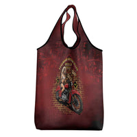 Native American Rider Grocery Bag Legendary Motorcycle Vintage Pin Up Girl - Wonder Print Shop