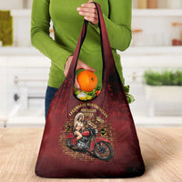 Native American Rider Grocery Bag Legendary Motorcycle Vintage Pin Up Girl - Wonder Print Shop
