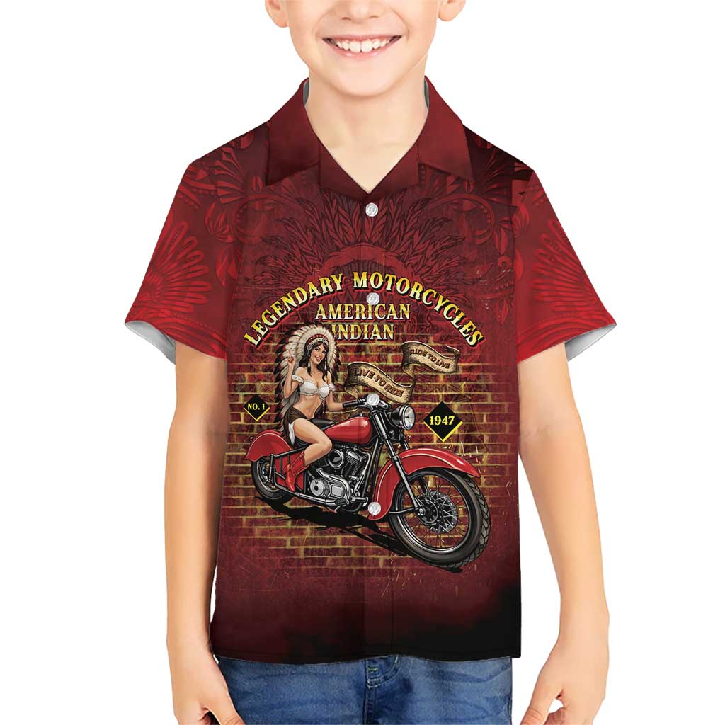 Native American Rider Hawaiian Shirt Legendary Motorcycle Vintage Pin Up Girl - Wonder Print Shop