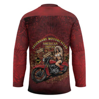 Native American Rider Hockey Jersey Legendary Motorcycle Vintage Pin Up Girl - Wonder Print Shop