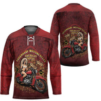 Native American Rider Hockey Jersey Legendary Motorcycle Vintage Pin Up Girl - Wonder Print Shop