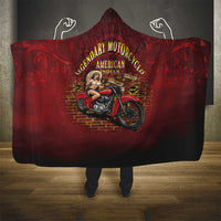 Native American Rider Hooded Blanket Legendary Motorcycle Vintage Pin Up Girl - Wonder Print Shop