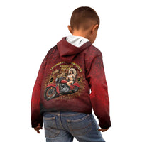 Native American Rider Kid Hoodie Legendary Motorcycle Vintage Pin Up Girl - Wonder Print Shop
