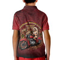 Native American Rider Kid Polo Shirt Legendary Motorcycle Vintage Pin Up Girl - Wonder Print Shop