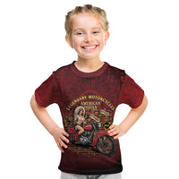 Native American Rider Kid T Shirt Legendary Motorcycle Vintage Pin Up Girl - Wonder Print Shop