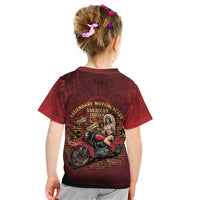 Native American Rider Kid T Shirt Legendary Motorcycle Vintage Pin Up Girl - Wonder Print Shop