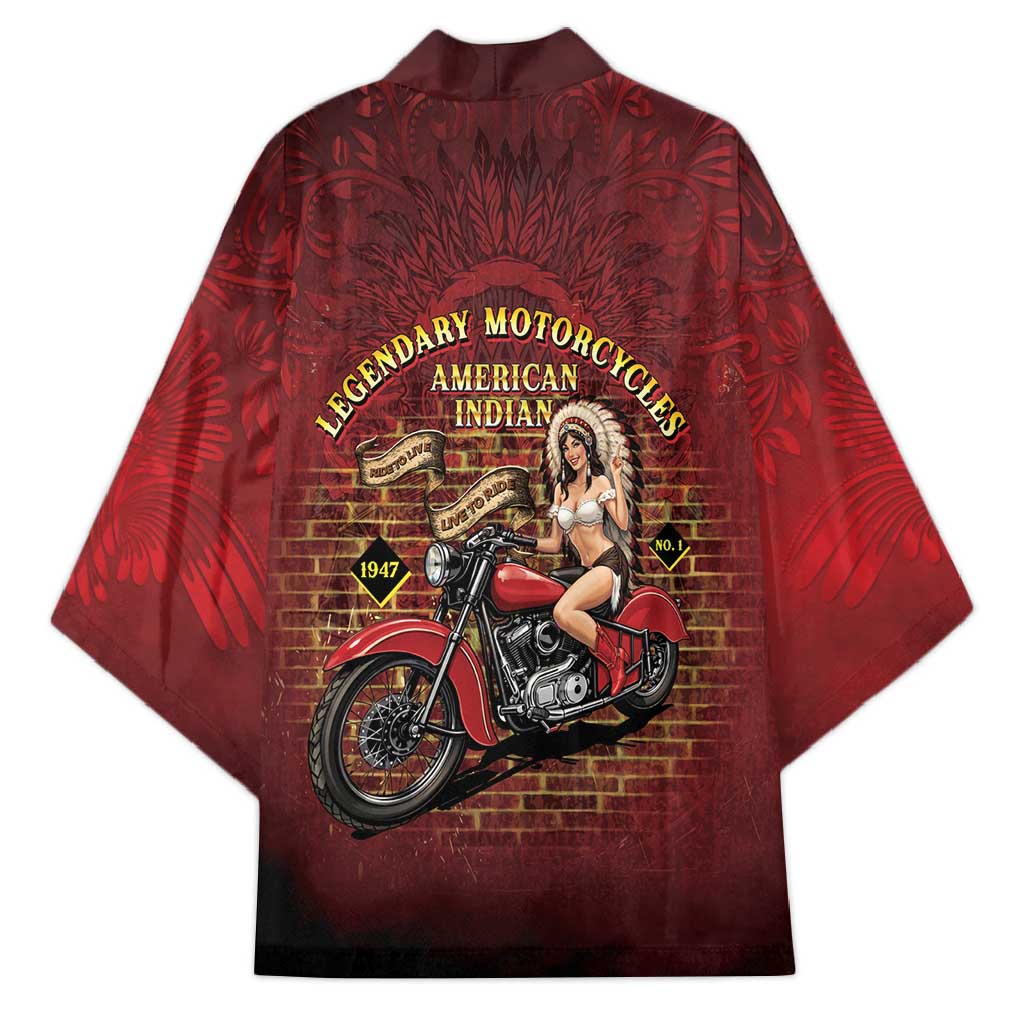 Native American Rider Kimono Legendary Motorcycle Vintage Pin Up Girl - Wonder Print Shop