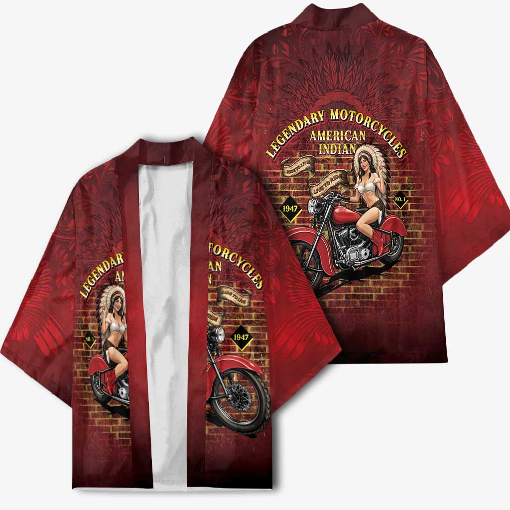 Native American Rider Kimono Legendary Motorcycle Vintage Pin Up Girl - Wonder Print Shop