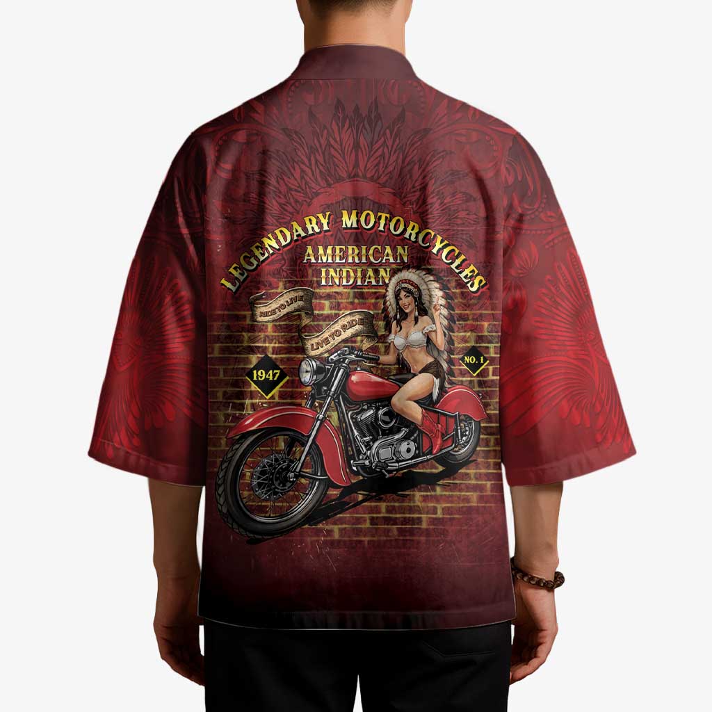 Native American Rider Kimono Legendary Motorcycle Vintage Pin Up Girl - Wonder Print Shop