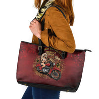 Native American Rider Leather Tote Bag Legendary Motorcycle Vintage Pin Up Girl - Wonder Print Shop