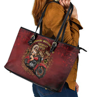Native American Rider Leather Tote Bag Legendary Motorcycle Vintage Pin Up Girl - Wonder Print Shop