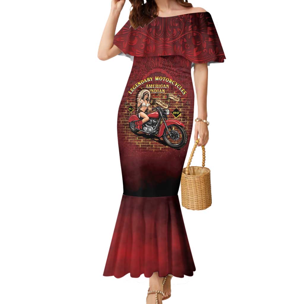 Native American Rider Mermaid Dress Legendary Motorcycle Vintage Pin Up Girl - Wonder Print Shop