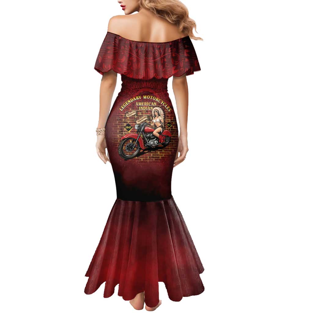 Native American Rider Mermaid Dress Legendary Motorcycle Vintage Pin Up Girl - Wonder Print Shop