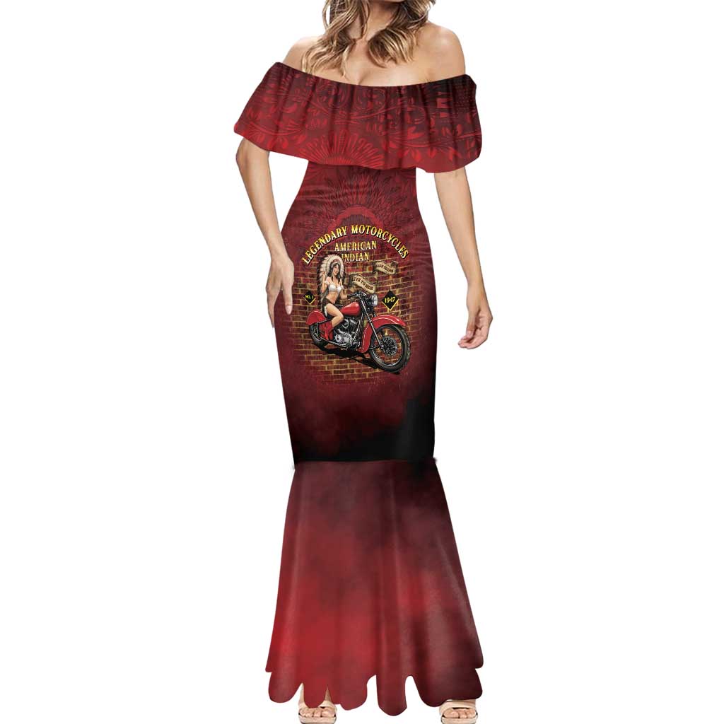 Native American Rider Mermaid Dress Legendary Motorcycle Vintage Pin Up Girl - Wonder Print Shop