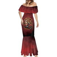 Native American Rider Mermaid Dress Legendary Motorcycle Vintage Pin Up Girl - Wonder Print Shop